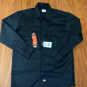 🦺 Dickies Men's Black Casual Button Down Shirt NWT Small 🚧